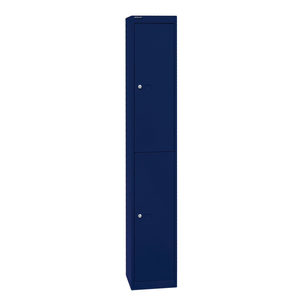 Bisley Garderobenschrank Office mit Schloss aus Stahlblech, 2 Fächer - Spind abschließbar für Sportzeug, Kleidung & Co. - Tiefe: 45,7 cm - Farbe: