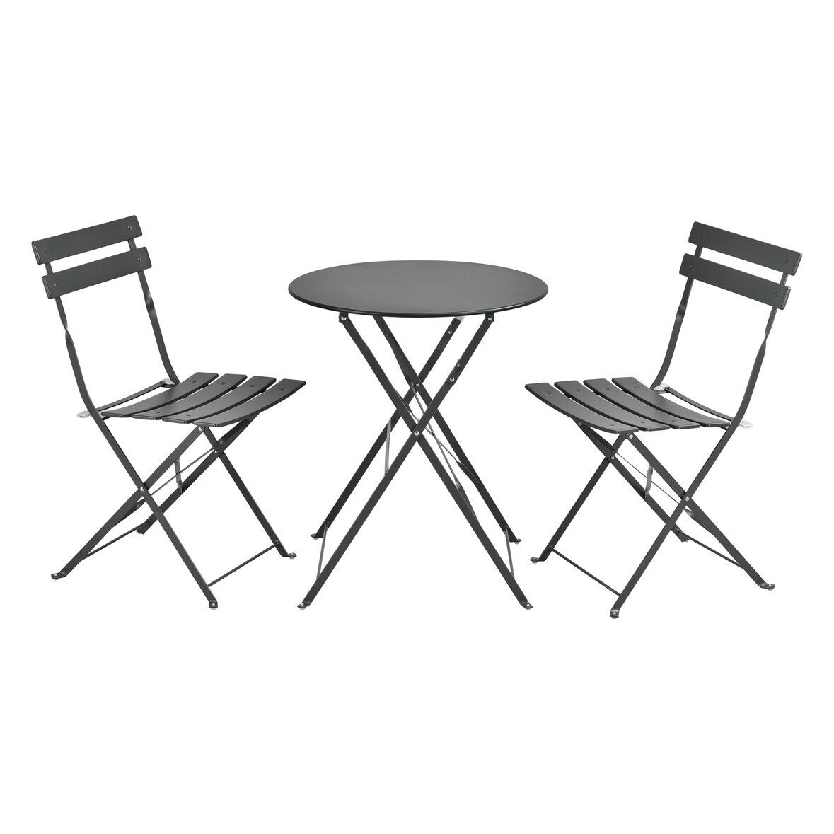 Helloshop26 - Caprile klappbares Gartenbistro-Set dunkelgrauer Stahl 03_0006938