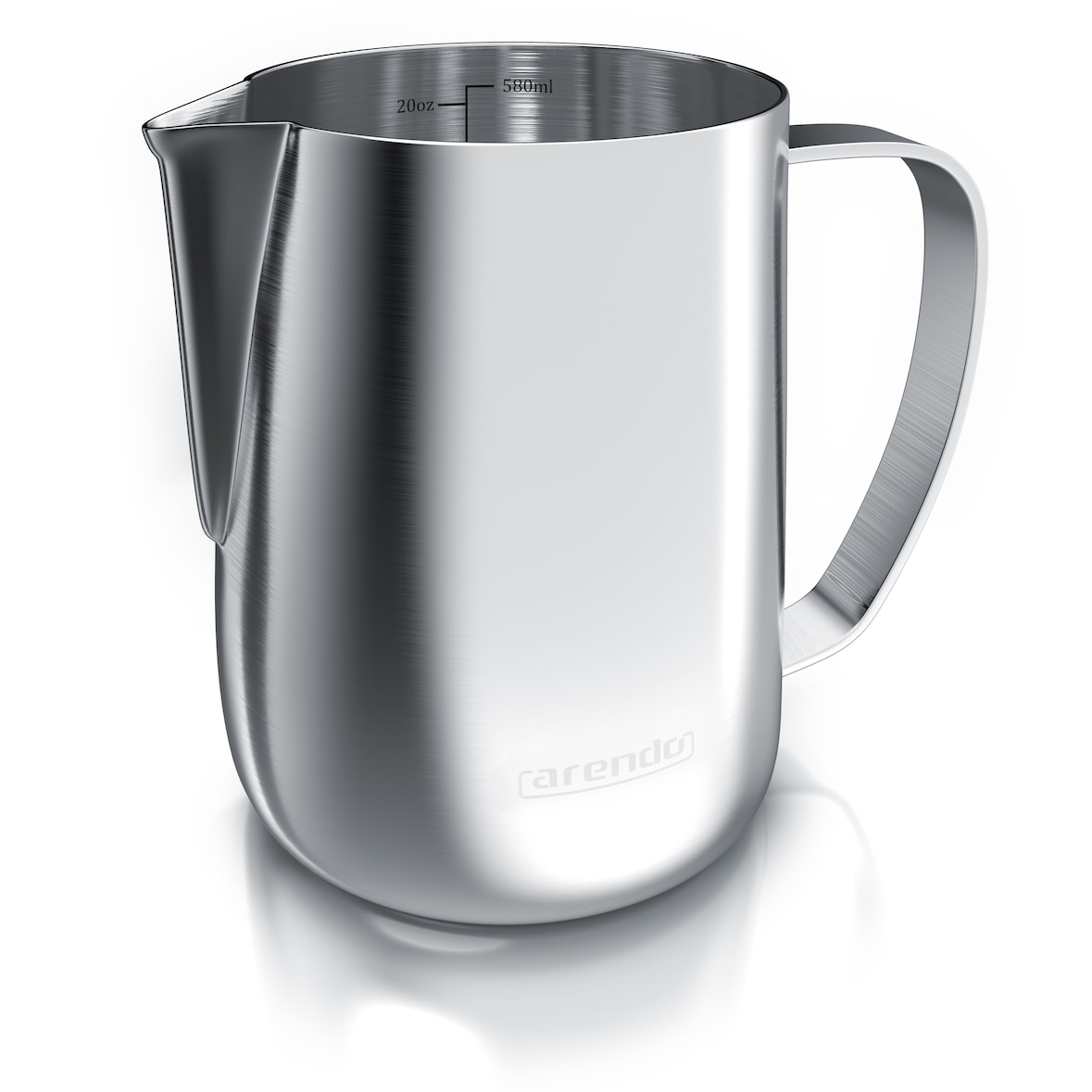 Arendo Edelstahl Milchkännchen mit Messskala - Milchkanne zum Aufschäumen von Milchschaum