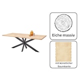 thumbnail of Essgruppe TORANO Esstisch Eiche Massivholz mit Baumkante 200 cm breit, 4 Stühle in grün