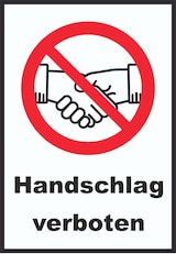 thumbnail of Handschlag verboten Schild kein Händeschütteln Symbol und Text Schild A1 (594x841mm)