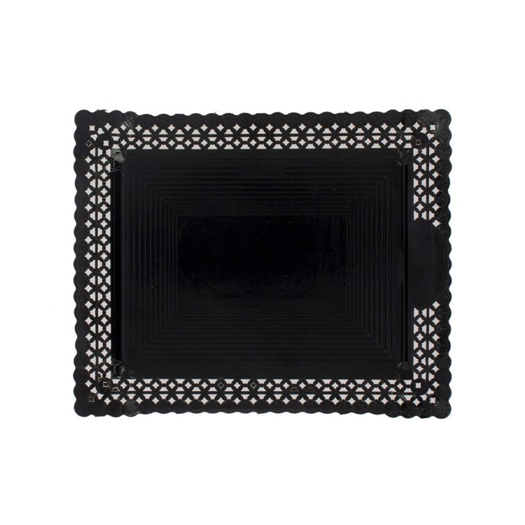 MONOUSO - Papptablett Spitze Schwarz 22x27 cm (10 Stück)