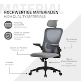 thumbnail of ML-Design Bürostuhl ergonomisch Grau, Mesh, Kopfstütze, Armlehnen, Lendenstütze, Wippfunktion, Drehstuhl mit Rollen, Computerstuhl Chefsessel