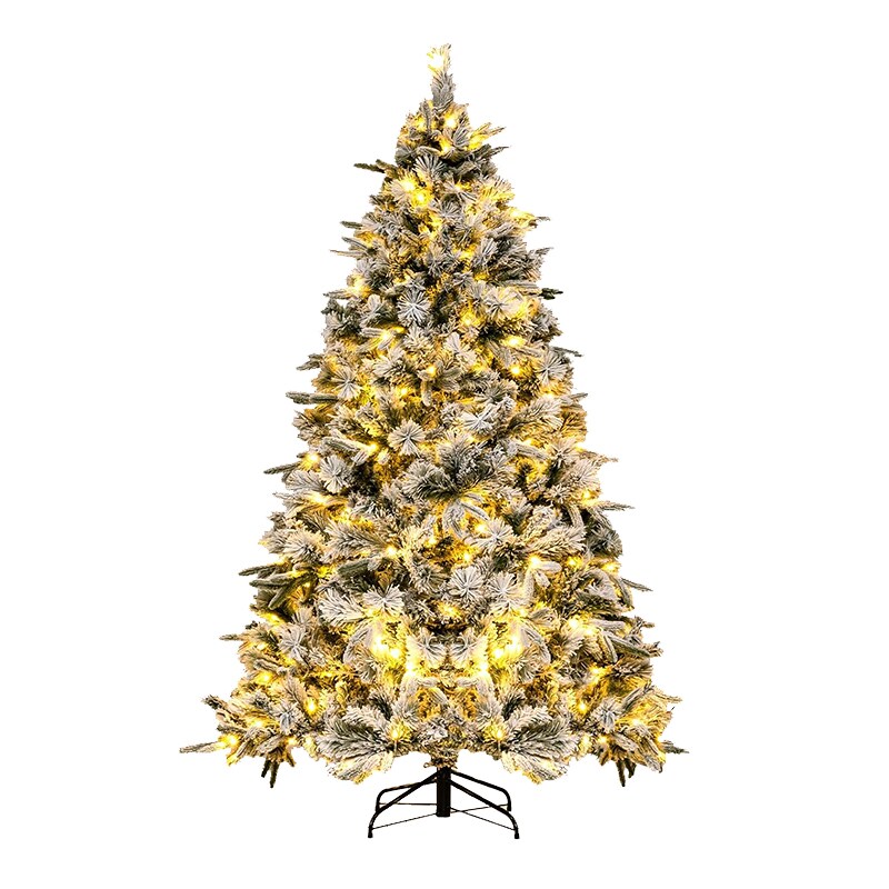COSTWAY 180 cm künstlicher Weihnachtsbaum mit Schnee und Beleuchtung, Weihnachtsbaum mit 250 warmweißen LED-Lichtern