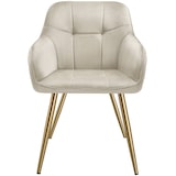 thumbnail of tectake Eetkamerstoel Marilyn, fluweellook, gecapitonneerd - creme/goud, Set van 6 - 405782