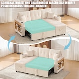 thumbnail of Merax 3-Sitzer-Schlafsofa mit Schlaffunktion, Mehrfunktionales Cord-Sofa mit Stauraum & Ausziehbett. Inkl. USB-C, Beige
