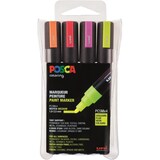 thumbnail of Etui de 4 marqueurs peinture Posca 5M, pointe conique 1,8 à 2,5 mm, coloris fluos assortis
