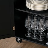 thumbnail of Carrito de Cocina con Armario Cerrado Cajón Toallero y Especiero Estante Ajustable Interior Móvil con Ruedas para Comedor 109x40x89 cm Negro