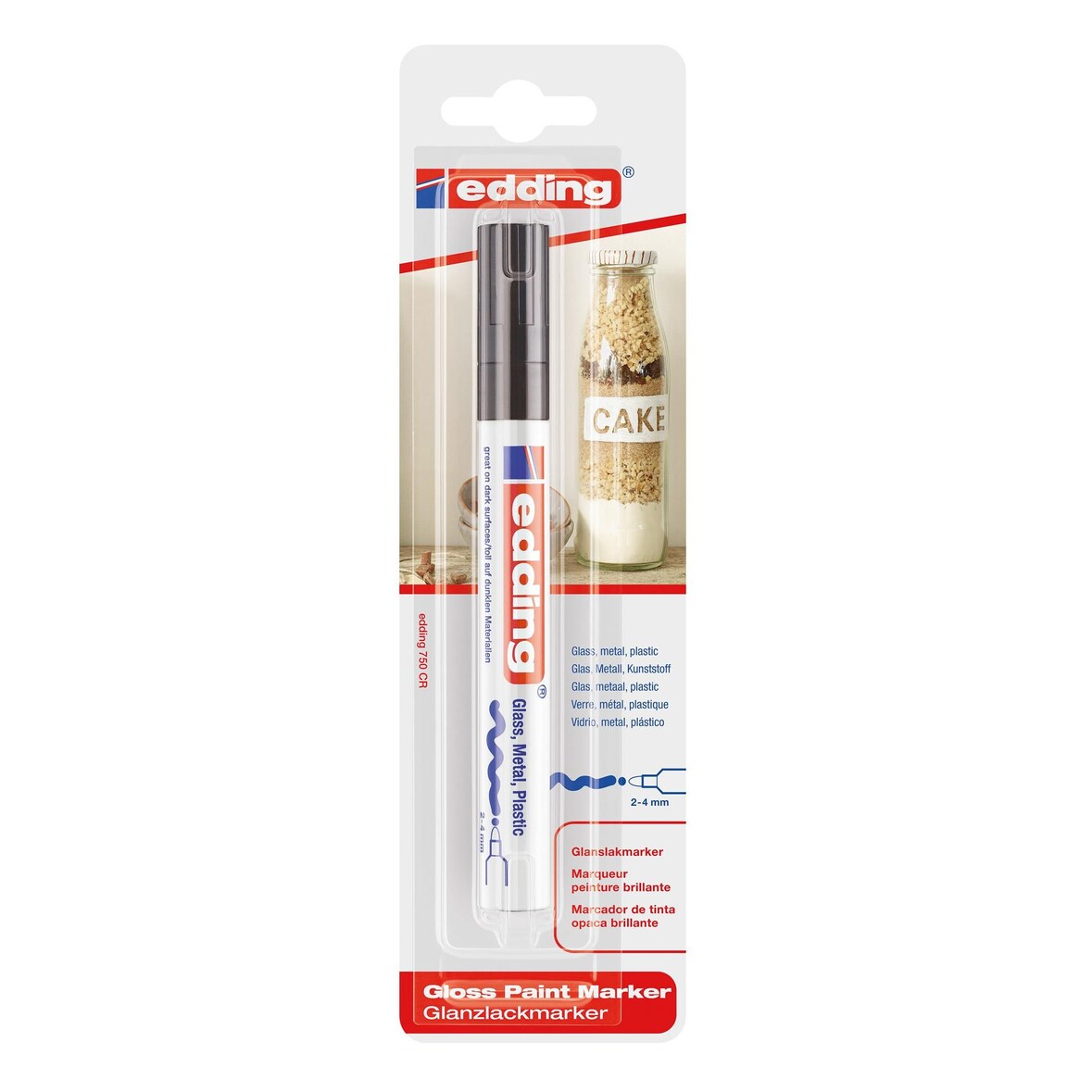 Edding Glanzlackmarker 750 2-4 mm schwarz 1er-Blister