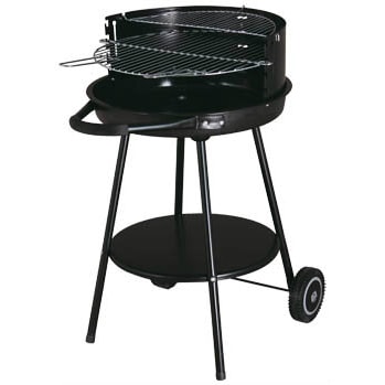 Tarrington House Holzkohlegrill rund Deluxe, Stahl, 53 x 66.5 x 83 cm, Grillrost Ø 48 cm, höhenverstellbarer Grillrost, fahrbar, schwarz