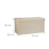 thumbnail of Relaxdays Faltbare Sitzbank 38 x 76 x 38 cm HxBxT, 2-Sitzer m. Stauraum, Kunstleder Sitzhocker 300 kg belastbar, creme