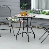 thumbnail of Outsunny Tavolo da Giardino Rotondo in Metallo e Mosaico Ф60x71cm Nero