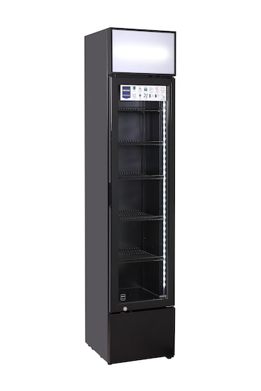 METRO PROFESSIONAL Enfriador de bebidas estrecho GSC2133B, metal/cristal, 39 x 47.5 x 188 cm, 133 L, refrigerac. estática, 200 W, con cerradura, negro