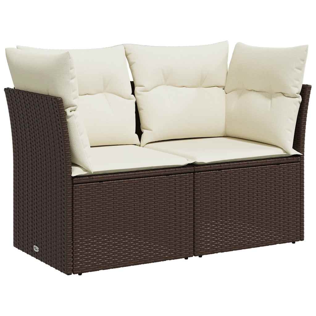 vidaXL  Gartensofa mit Kissen 2-Sitzer Braun Poly Rattan