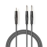 thumbnail of Nedis Stereo-Audiokabel - 2x 6.35 mm Stecker - 3.5 mm Stecker - Vernickelt - 1.50 m - Rund - Dunkelgrau - Kartonhülle