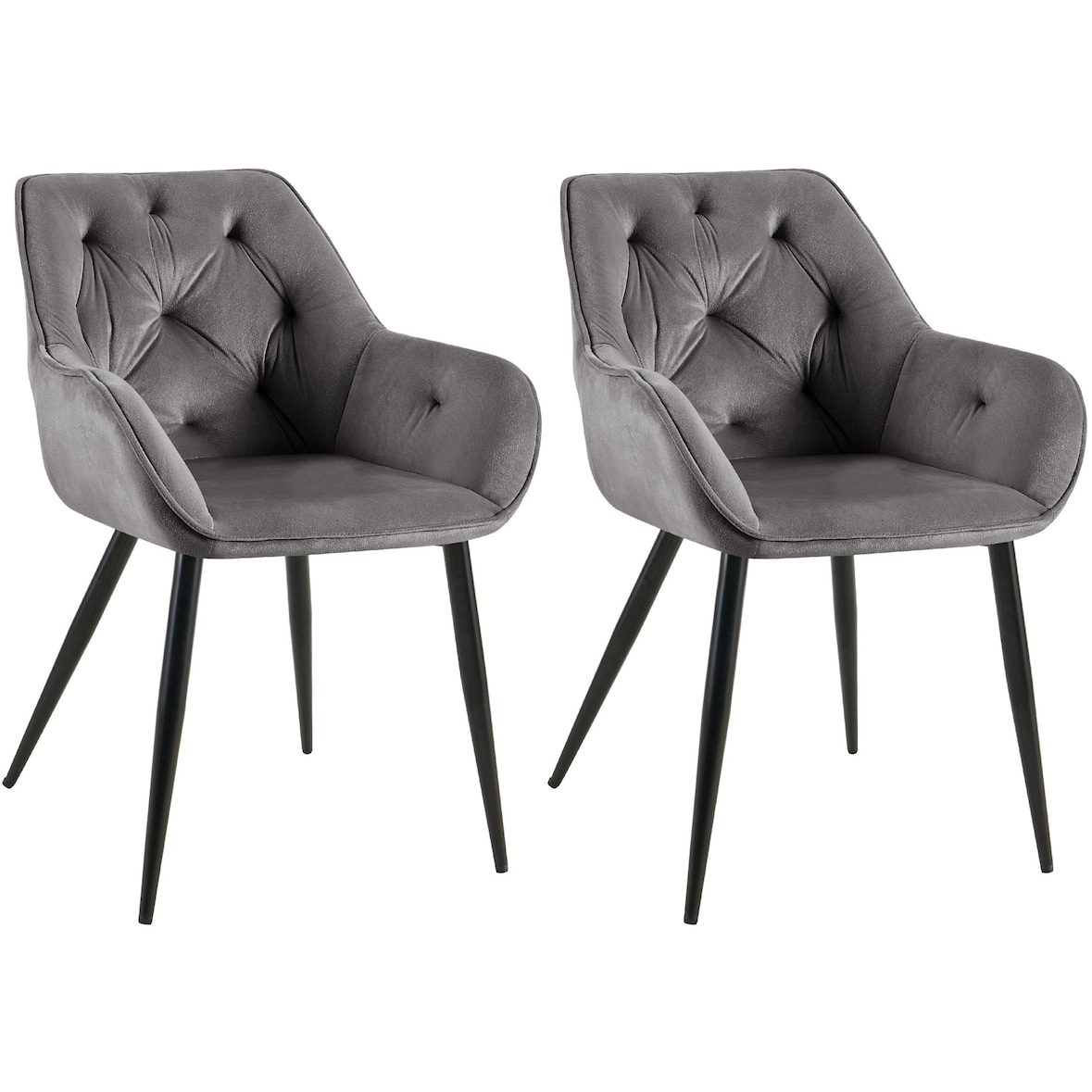 2er Set Esszimmerstühle Cassis Samtbezug dunkelgrau/Samt