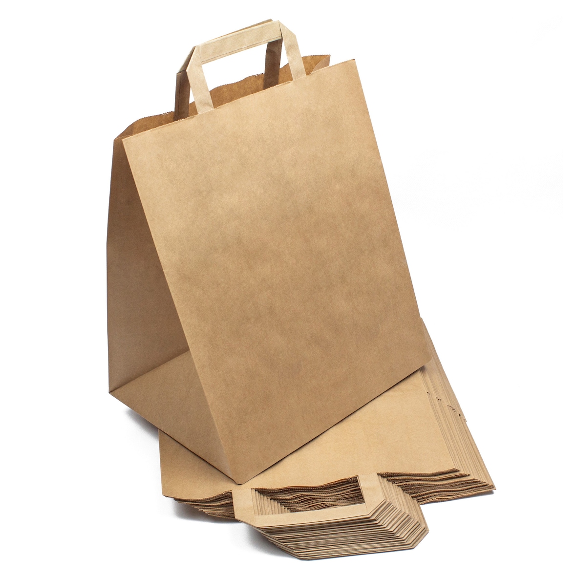 DayBays 1000 Stk. Papiertüten 26+20x28 cm Braun mit Flachhenkel