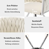 thumbnail of Merax Samt-Esszimmerstuhl, 4er set, Schlafzimmer-Drehstuhl, 360° drehbar Freizeit-Drehstuhl mit vier Stützbeinen aus Metall, beige+Silber