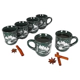 thumbnail of 6x Glühweinbecher 0,2L grün Weihnachtslandschaft Keramik Glühweintassen geeicht