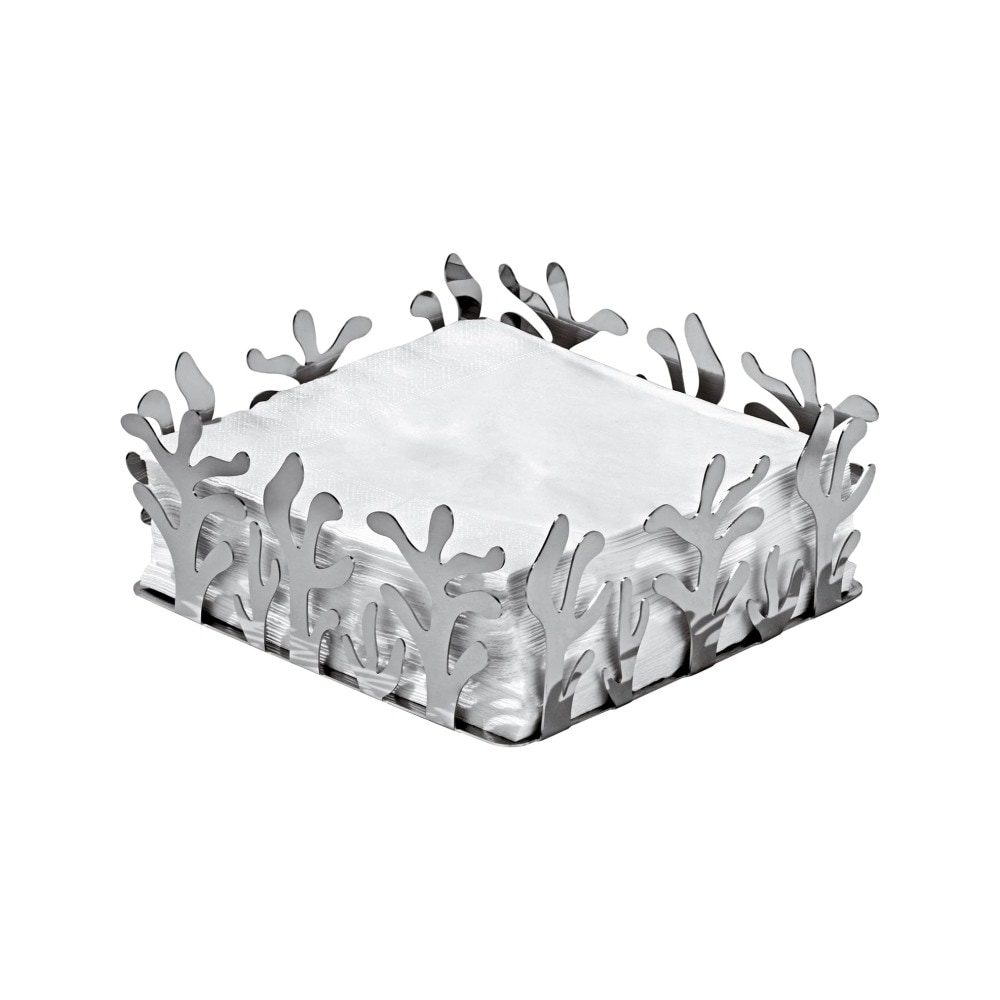 alessi serviettenhalter esI18 mediterranean aus verchromtem stahl, höhe 8 cm, breite 20 cm, tiefe 20 cm