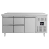 thumbnail of Mesa refrigerada 1 puerta 4 cajones GN1/1 inox 404L EASYLINE Vaiotec 85x179,5x70 cm motor lateral refrigeración ventilada 310 W
