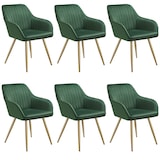 thumbnail of tectake Lot 6 chaises de salle à manger aspect velours matelassé vert/or - 405754