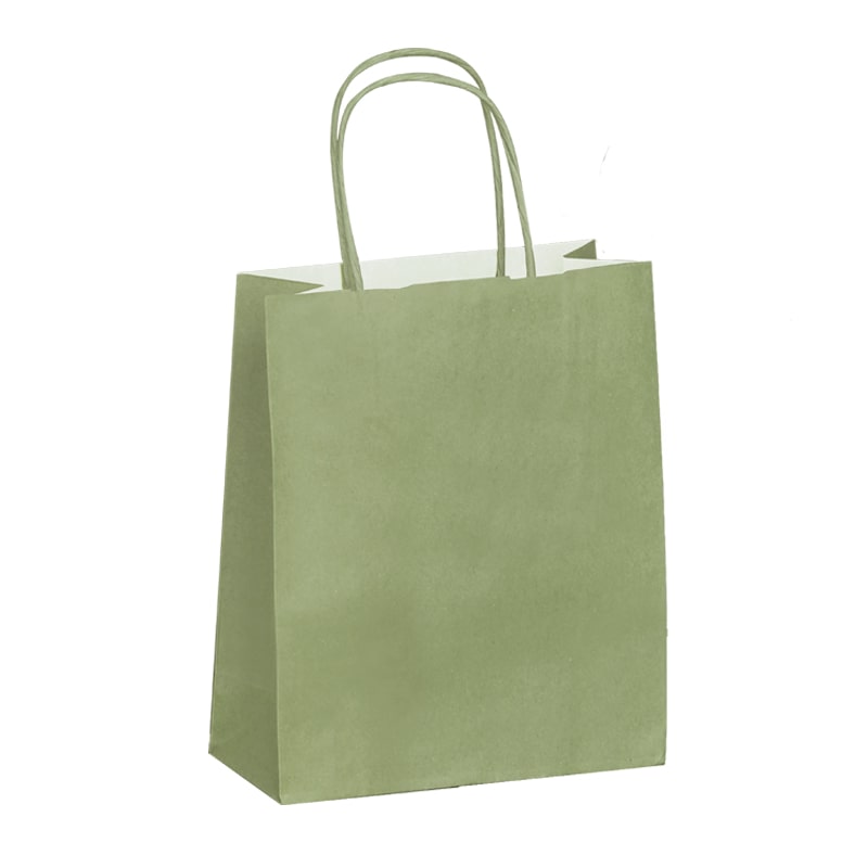 AMANDE GROEN draagtas met gedraaide handvatten 35 + 14 x 40 cm per 250 - Gimex