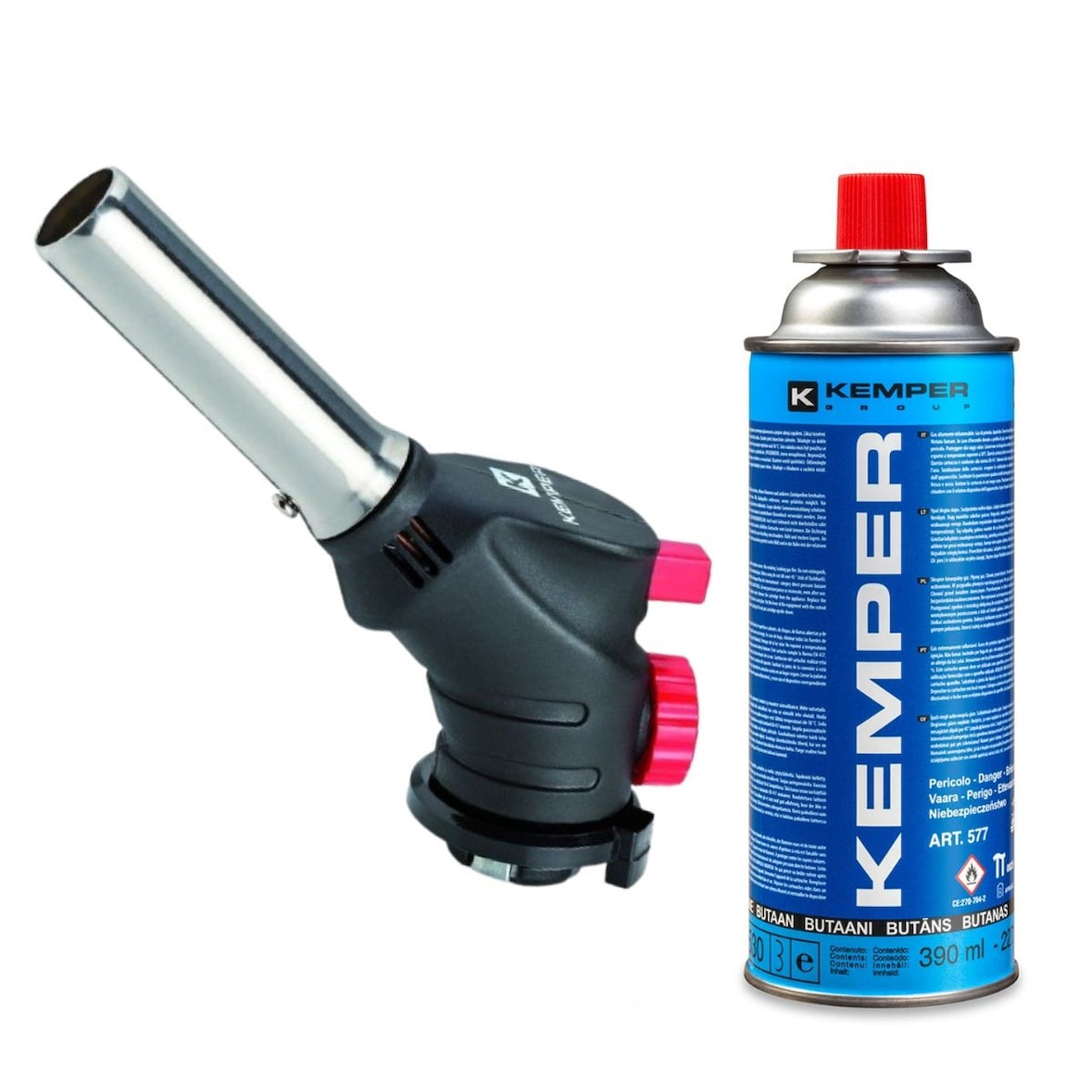 Antorcha de Gas Multiusos Soldadura Soldadura Fuerte Cocina + Cartucho de Gas Butano 227gr KEMPER