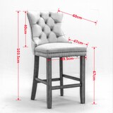 thumbnail of Barhocker Set 2 Samt Blau 103x50x60 cm mit Knopfheftung Ziernägeln Massivholzbeinen höhenverstellbaren Fußgleitern und hohem Rücken