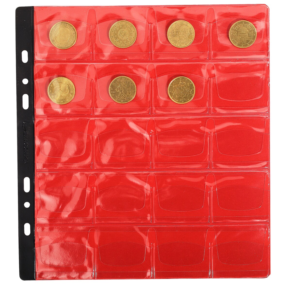 Exacompta - Réf. 96002E - Carton de 5 recharges Numismatiques de 20 cases - Capacité 60 pièces de monnaie - Pour classeur format 24,5 x 25 cm