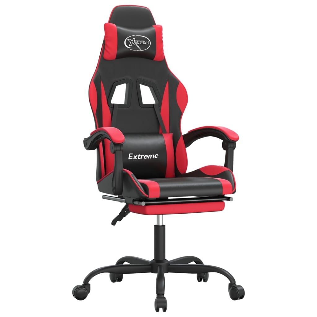 vidaXL Gaming-Stuhl mit Fußstütze Schwarz und Rot Kunstleder