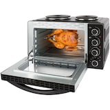 thumbnail of Bomann KK 6059 CB Kleinküche, 28 Liter Mini-Backofen mit 2 Kochplatten, Umluft, Ober- & Unterhitze, Drehspieß, Cool-Touch-Griff, 3100 Watt, Schwarz