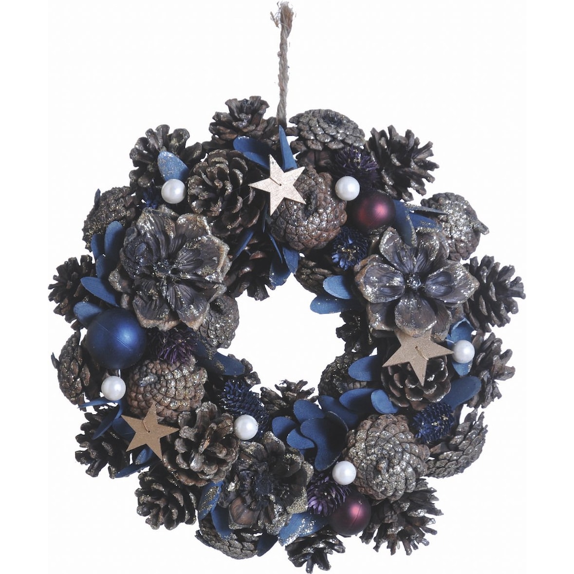 Weihnachtskranz ländlich | ø 30 cm | Kranz | Weihnachtsdekoration Türkranz | Blau