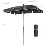 thumbnail of Sombrilla de jardín de aluminio 2x1,3x2,5 m parasol de jardín rectangular con función de inclinación para terraza patio exterior gris