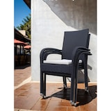 thumbnail of METRO PROFESSIONAL Cadeira de exterior empilhável Mohim,com braços e almofada, rattan PE, preto