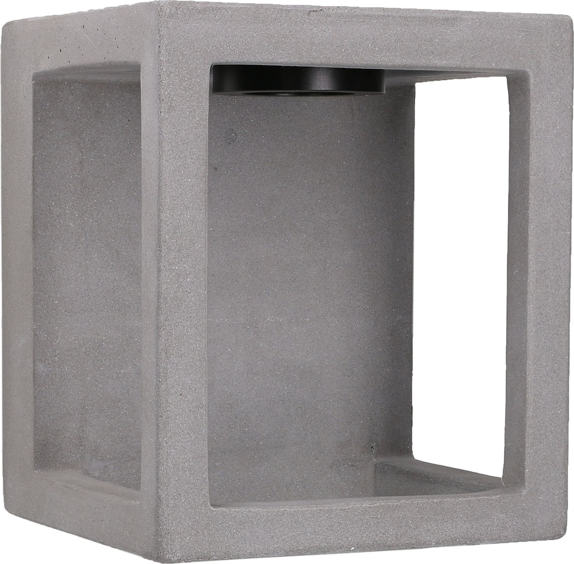 Un cubo gris con un centro hueco.