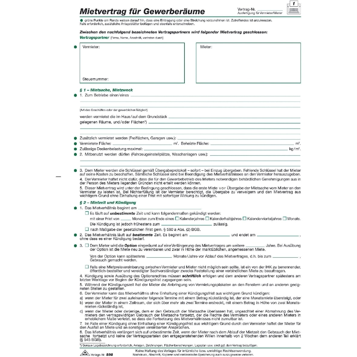 Gewerberaum-Mietvertrag