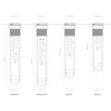 thumbnail of Bloque de potencia múltiple grabable, 3 enchufes con tierra francesa (tipo E), diámetro de 71 mm, uso interior, negro/gris