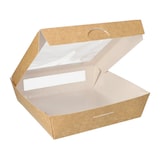 thumbnail of PAPSTAR, Cateringdoos van bruin karton met PLA venster, 'pure' | 19cm x 19cm x 5cm