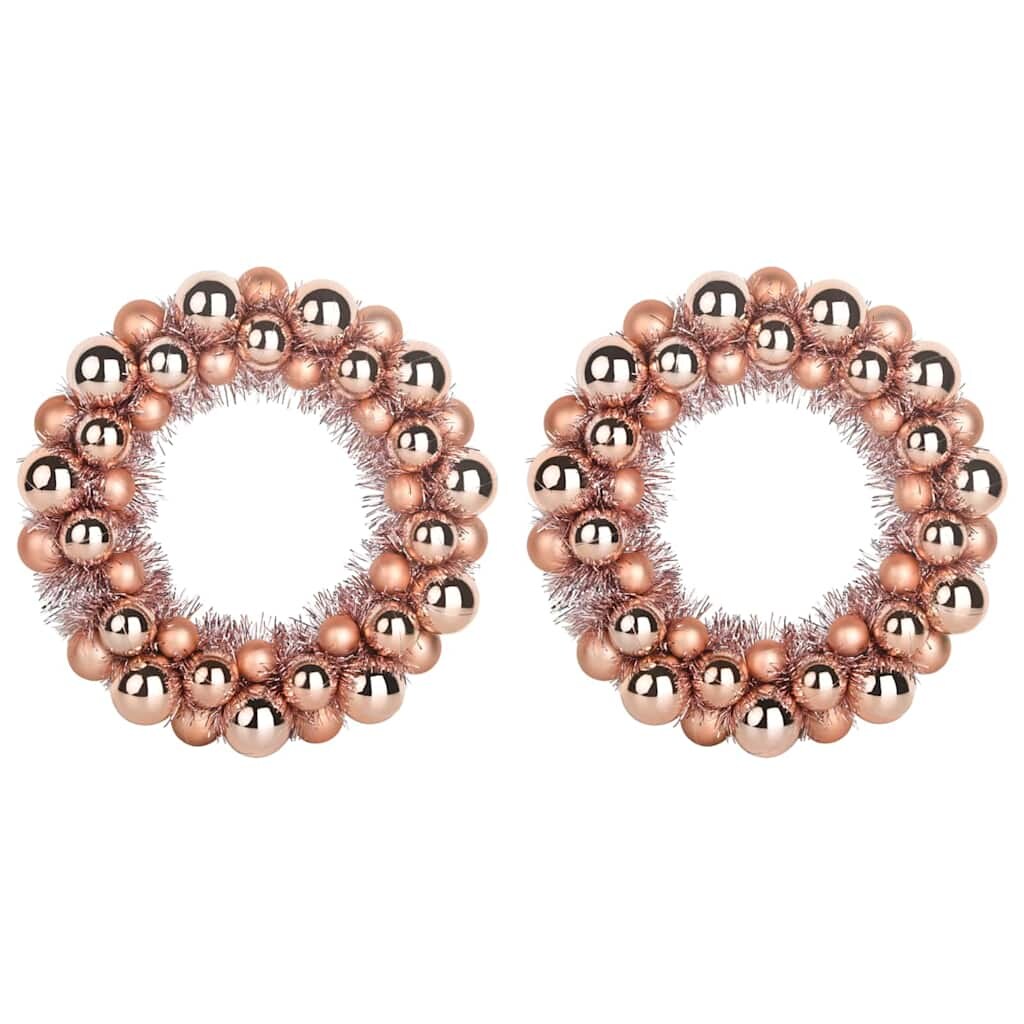 vidaXL Weihnachtsballkränze 2 pcs Roségold 33 x 33 x 7 cm Polystyrol
