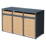 thumbnail of ML-Design Mülltonnenbox 3er Anthrazit-Holzoptik, für 3×240L, 200×80×116 cm, Stahl, wetterfest & abschließbar, Müllbox mit Deckel/Türen