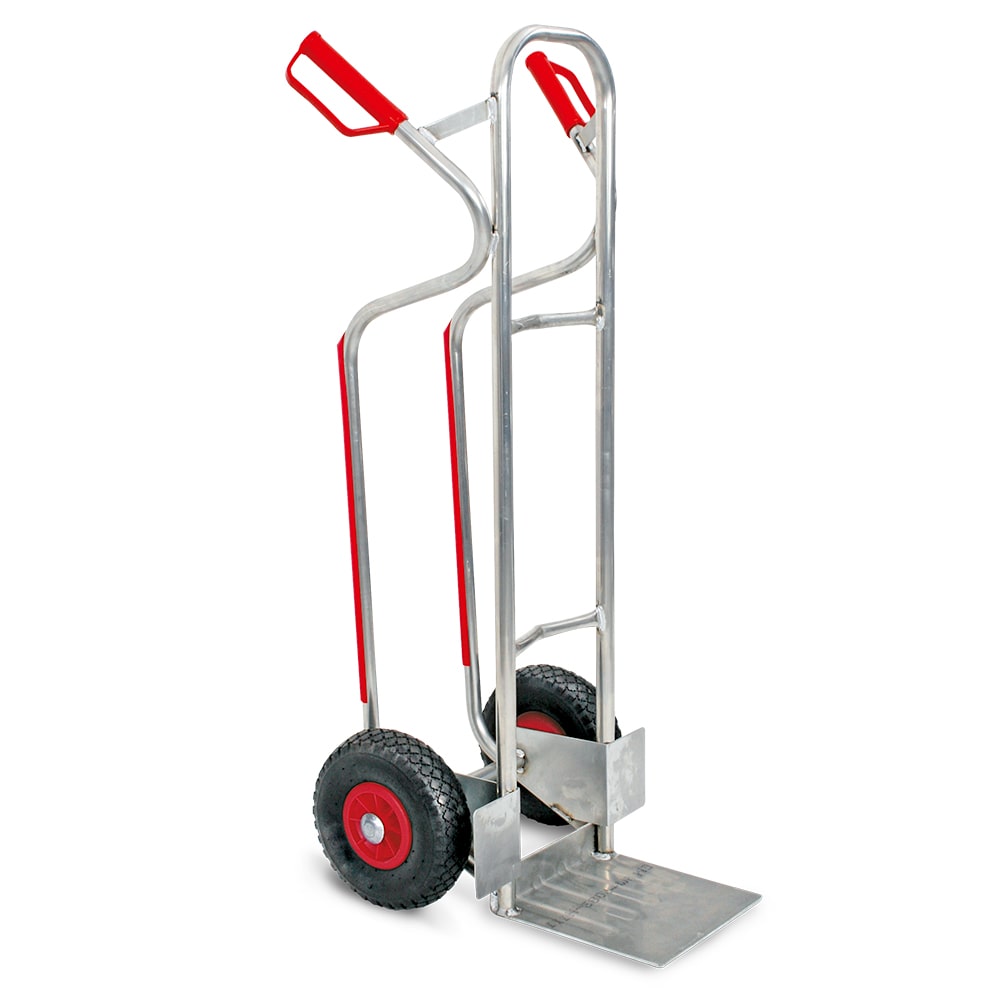 Stapelkarre/Sackkarre aus Aluminium blank, mit pannensicheren Reifen, BxTxH 520 x 550 x 1200 mm, Tragkraft 200 kg