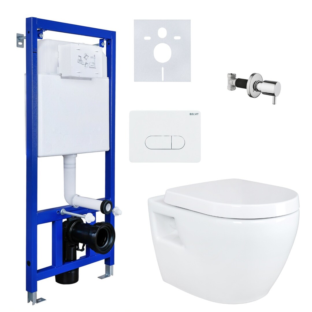Belvit Hänge Dusch WC Taharet Bidet Toilette Vorwandelement Spülkasten + Ventil + AC90L