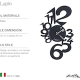 thumbnail of Relógio de parede Lupin preto Ø50 em aço, estilo minimalista, feito na Itália, ideal para sala, cozinha ou escritório