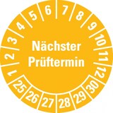 thumbnail of Dreifke® Prüfplakette Nächster Prüftermin 25-30, gelb, Schachbrettfolie, Ø 30mm, 18 Stk.
