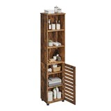 thumbnail of Relaxdays Badezimmerschrank mit Tür, HBT: 167x30x40 cm, 6 Fächer, Toilettenschrank, hoch, schmal, Bad Hochschrank, braun