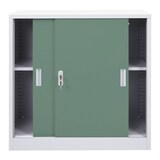 thumbnail of Aktenschrank, klein | HxBxT 90x90x45cm | mit abschließbaren Schiebetüren | Grün| Stahlschrank Büroschrank