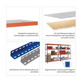 thumbnail of PROREGAL Weitspannregal mit Stahlpaneelen Z1 | HxBxT 198,1x245x62cm | 4 Ebenen | Fachlast 349kg | Blau/Orange/Verzinkt