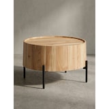 thumbnail of Couchtisch Akazie Massivholz 60x60x41 cm Rund mit Metallgestell, Kleiner Sofatisch Modern, Wohnzimmertisch Couch, Kaffeetisch Braun /