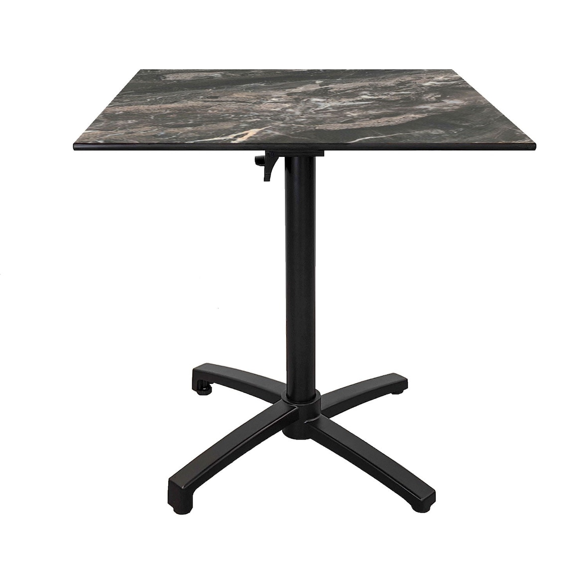 Restootab - Tavolo pieghevole da esterno 70x70cm, piano laminato HPL marmo royal